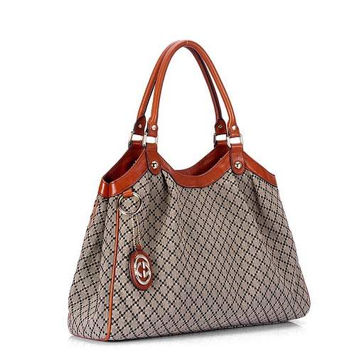 1:1 Gucci 211943 Sukey Large Tote Bags-Dark Brown Crystal Fabric